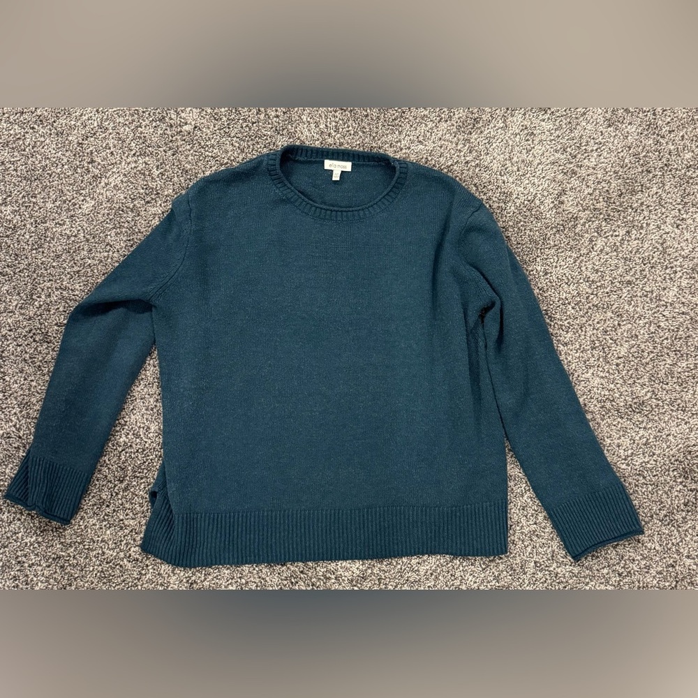 Ella Moss Deep Blue Green Crew Neck Sweater